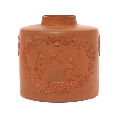 Lot 168 - A Staffordshire redware cylindrical tea canister