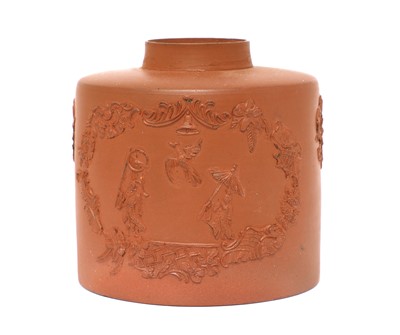 Lot 168 - A Staffordshire redware cylindrical tea canister