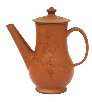 Lot 159 - A Staffordshire redware small baluster-shaped coffee pot and associated cover