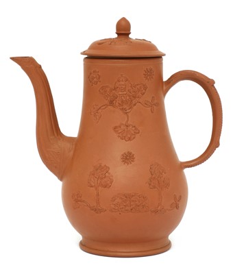 Lot 147 - A Staffordshire redware baluster-shaped coffee pot and cover