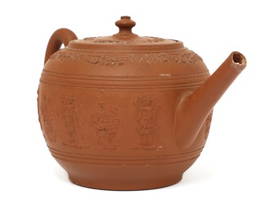 Lot 166 - A Staffordshire redware globular teapot and cover