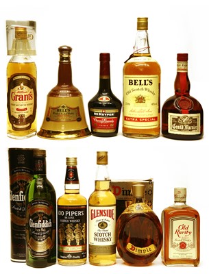 Lot 367 - Assorted spirits to include: Glenside, Scotch Whisky, one bottle and nine various others