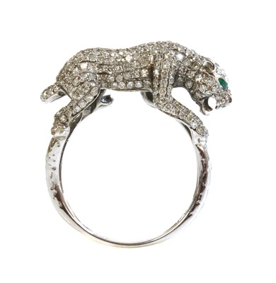 Lot 340 - A Continental white gold diamond set leopard or panther ring