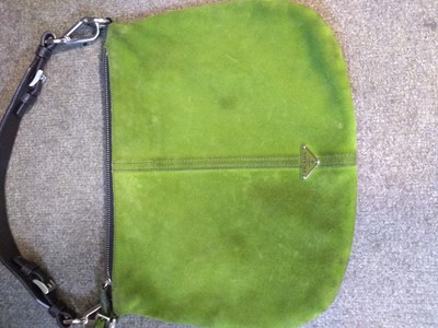 Lot 52 - A Prada green suede hobo bag