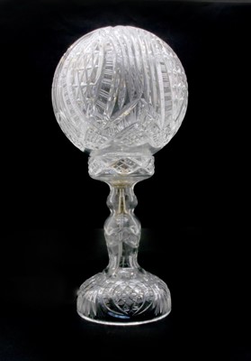 Lot 397E - An Art Deco cut glass lamp with cut glass globe