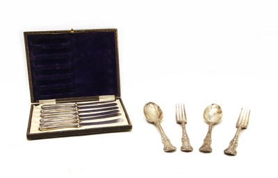 Lot 320 - A small collection of Victorian Queens pattern silver flatware