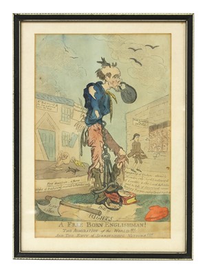 Lot 543 - An 18th century satirical print 'A Free Born Englishman'