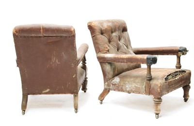 Lot 360 - Two similar library armchairs by Gillow