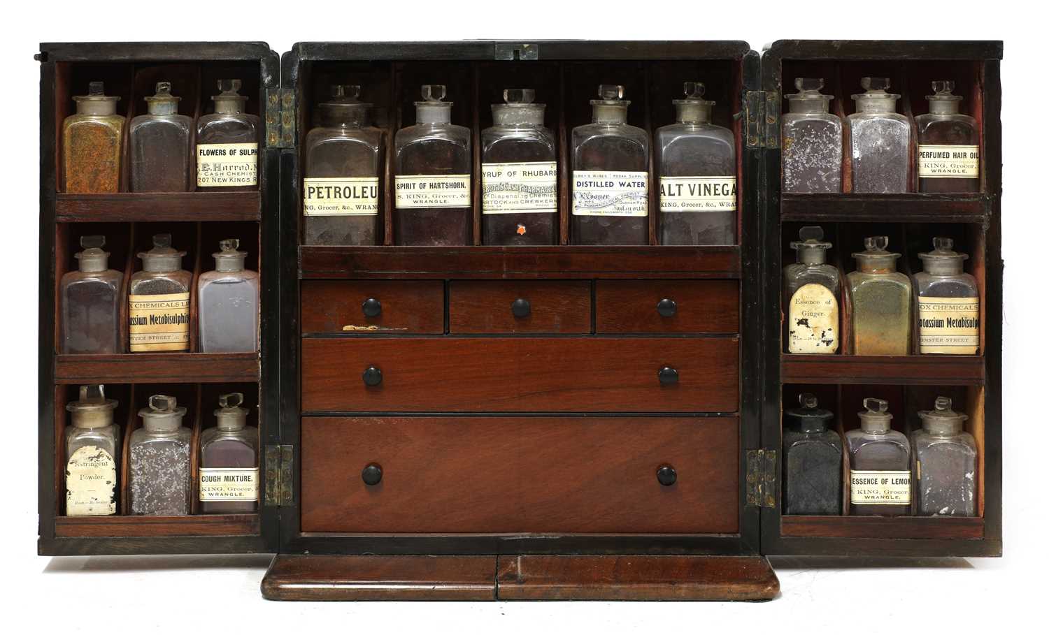 Lot 59 - A mahogany cased travelling apothecary cabinet