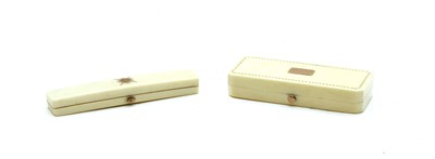 Lot 51 - An early 19th century ivory and gold inlaid toothpick/thermometer case