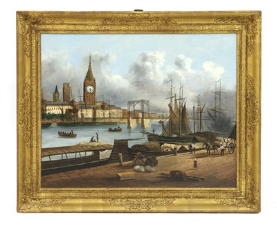 Lot 351 - A Continental clock painting