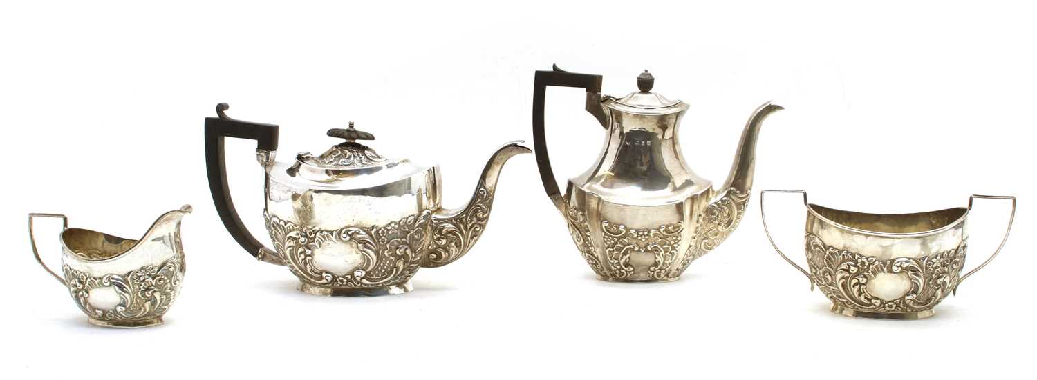 Lot 19 - An Edward VII silver four piece tea set