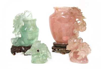 Lot 246 - A Chinese rose quartz vase and cover
