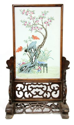 Lot 179 - A Chinese famille rose table screen