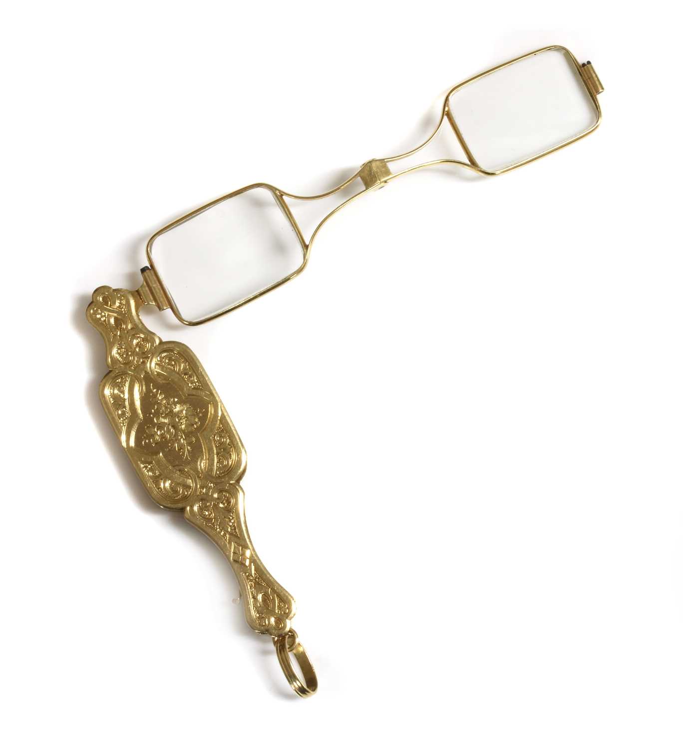 Lot 68 - A pair of gold and gilt metal lorgnettes, c.1900