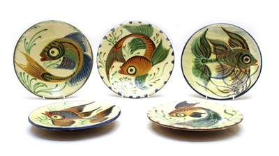 Lot 90A - Eight Continental faience fish plates