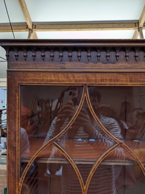 Lot 774 - A George III mahogany cylinder bureau bookcase
