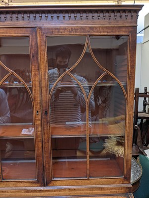 Lot 774 - A George III mahogany cylinder bureau bookcase