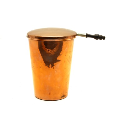 Lot 61 - A polished copper campaign spirit fired shaving stove