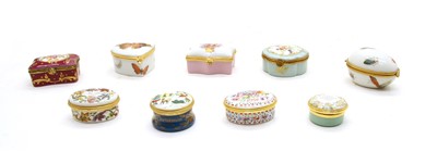 Lot 181 - Nine modern enamel and porcelain boxes
