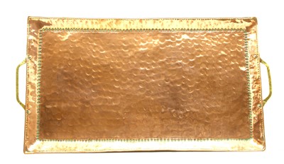 Lot 251G - James Pearson, a hammered copper tray with brass handles
