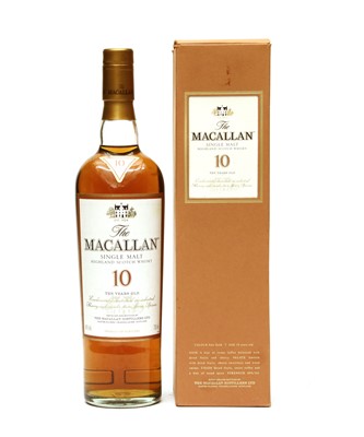 Lot 374 - The Macallan, 10 year old, Single Malt Highland Scotch Whisky, 40%vol, 700ml, one bottle (boxed)