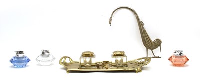 Lot 313 - An Art Nouveau brass ink stand