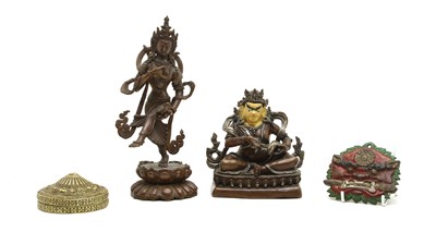 Lot 203 - Four Tibetan (?) metal glaze items