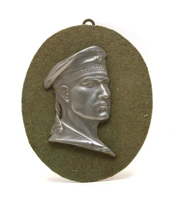Lot 64 - A pewter portrait plaque depicting a WW2 German sailor wearing uniform