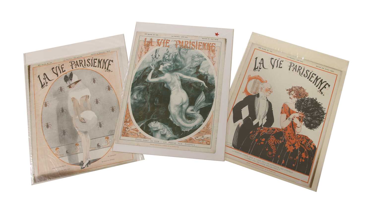 Lot 173 - A collection of five original 1916-20 coloured printed covers of 'La Vie Parisienne'