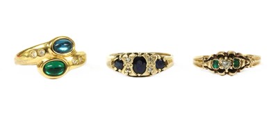 Lot 493 - A 9ct gold sapphire and diamond ring