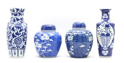 Lot 160 - Two blue and white lidded ginger jars