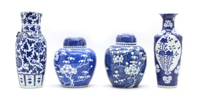 Lot 160 - Two blue and white lidded ginger jars