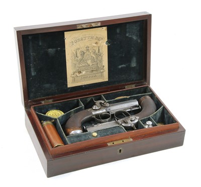 Lot 778 - A cased pair of percussion travelling pistols by Forsyth & Co