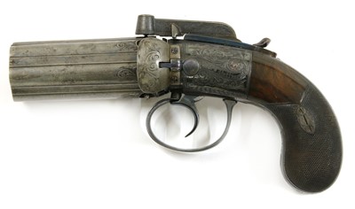 Lot 771 - A 6-shot percussion pepperbox revolver by M & J Pattison