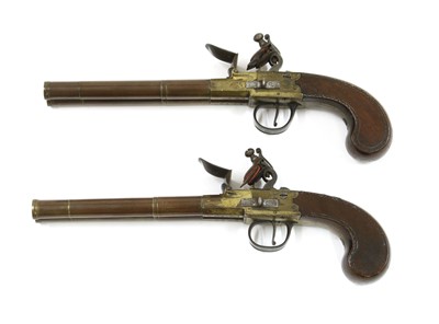 Lot 743 - A pair of double-barrel box-lock flintlock pistols