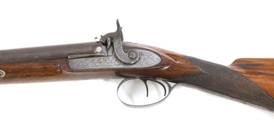 Lot 787 - A 16 bore muzzle loading double-barrelled percussion shotgun