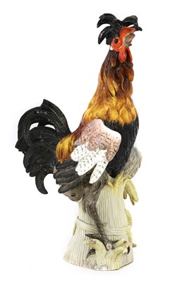 Lot 200 - A large Meissen model of a crowing cockerel