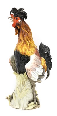 Lot 200 - A large Meissen model of a crowing cockerel