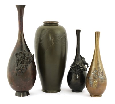 Lot 458 - A collection of four Japanese bronze vases