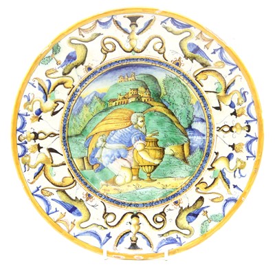 Lot 308 - An Italian Urbino style faience dish