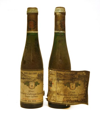 Lot 281 - Wehlene-Zeltinger Sonnuhr, Eiswein Spätlese, Prum, 1956, 2 half bottles