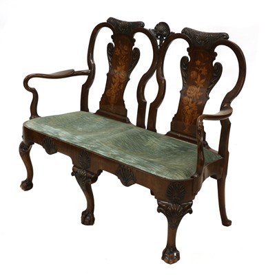 Lot 318 - A George II-style walnut two-seater settee