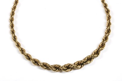 Lot 147 - A 9ct gold graduated rope link necklace