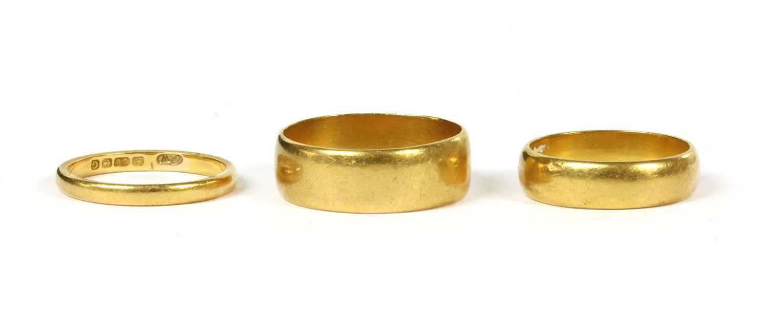 Lot 96 - Three 22ct gold wedding rings