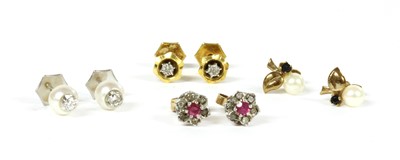 Lot 299 - Four pairs of gold earrings