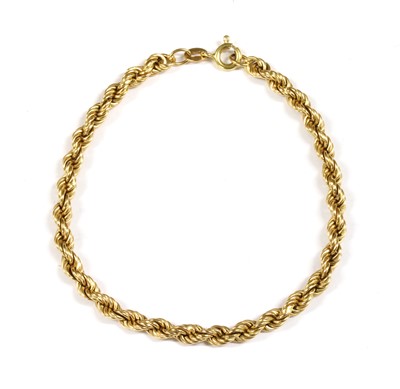 Lot 153 - A gold hollow rope link bracelet