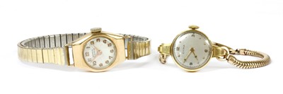 Lot 472 - A ladies' gold Cyma mechanical bracelet watch