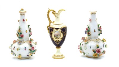 Lot 288 - A pair of Meissen style foliate vases, and a Coalport jug