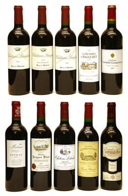 Lot 107 - Assorted Bordeaux: La Reserve d'Angludet, 2010 and nine various others, ten bottles in total